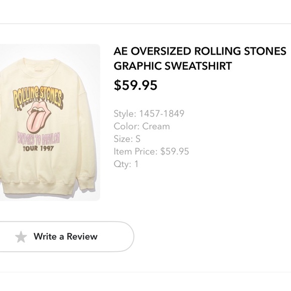 American Eagle 🦅 oversized Rolling Stones graphic sweatshirt - Picture 2 of 4